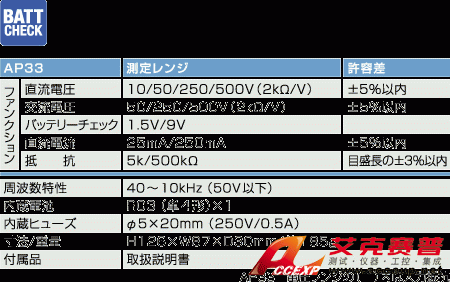 AP33指針式萬用表|日本三和Sanwa模擬式萬用表AP-33