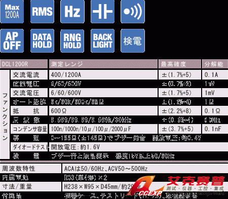 DCL1200R交流電流鉗式電流表|日本三和SANWA交流電流勾表DCL-1200R